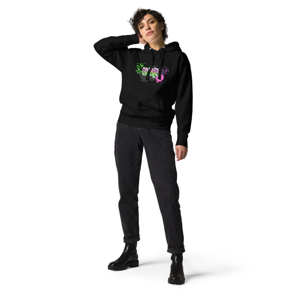 Female Person Full-Front Hoodie mit Shins-Graffity in der Farbe black