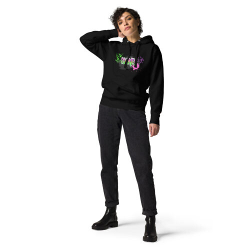 Female Person Full-Front Hoodie mit Shins-Graffity in der Farbe black