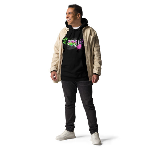 Male Person Full-Front Hoodie mit Shins-Graffity in der Farbe black
