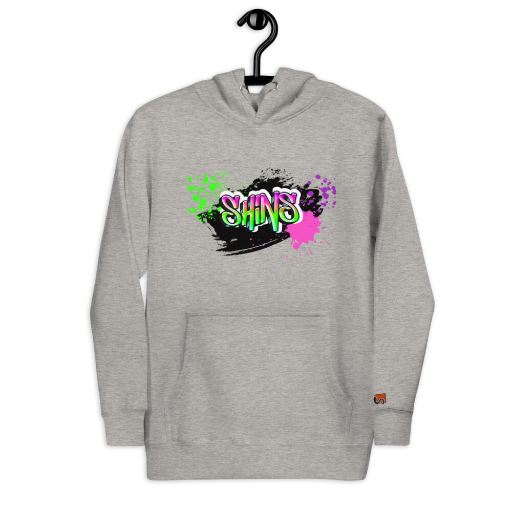 Front Hoodie mit Shins-Graffity & Logo auf linkem Ärmel in der Farbe carbon grey