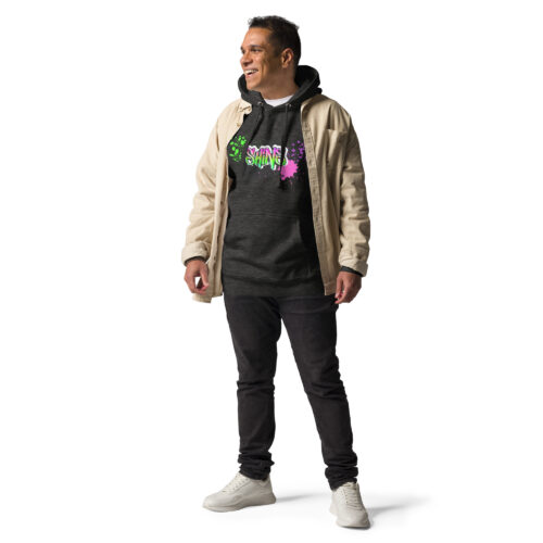Male Person Full-Front Hoodie mit Shins-Graffity in der Farbe charcoal
