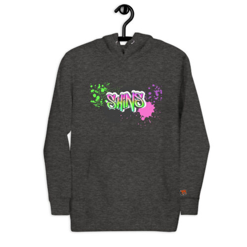 Front Hoodie mit Shins-Graffity & Logo auf linkem Ärmel in der Farbe charcoal