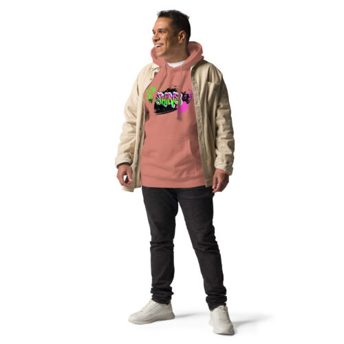 Male Person Full-Front Hoodie mit Shins-Graffity in der Farbe dusty rose