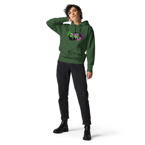 Female Person Full-Front Hoodie mit Shins-Graffity in der Farbe forest green