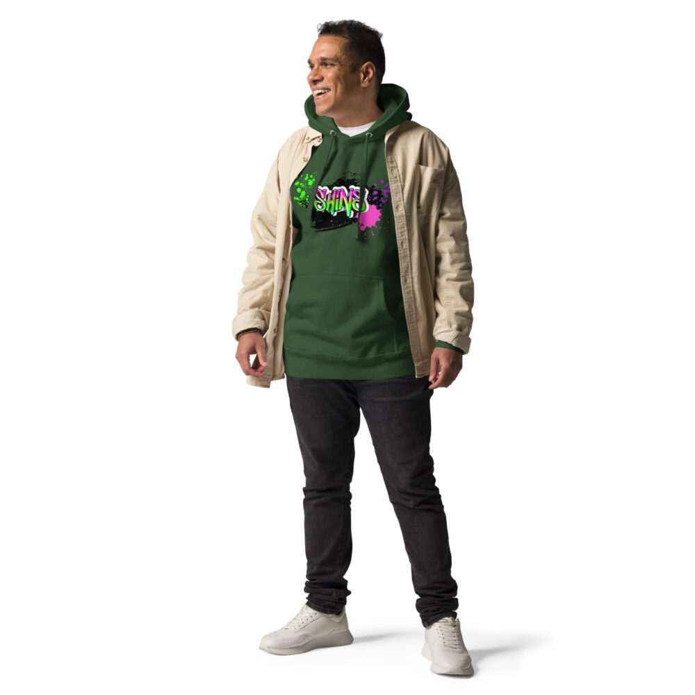 Male Person Full-Front Hoodie mit Shins-Graffity in der Farbe forest green