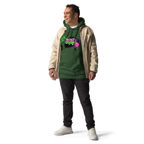Male Person Full-Front Hoodie mit Shins-Graffity in der Farbe forest green