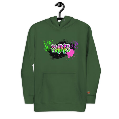 Front Hoodie mit Shins-Graffity & Logo auf linkem Ärmel in der Farbe forest green
