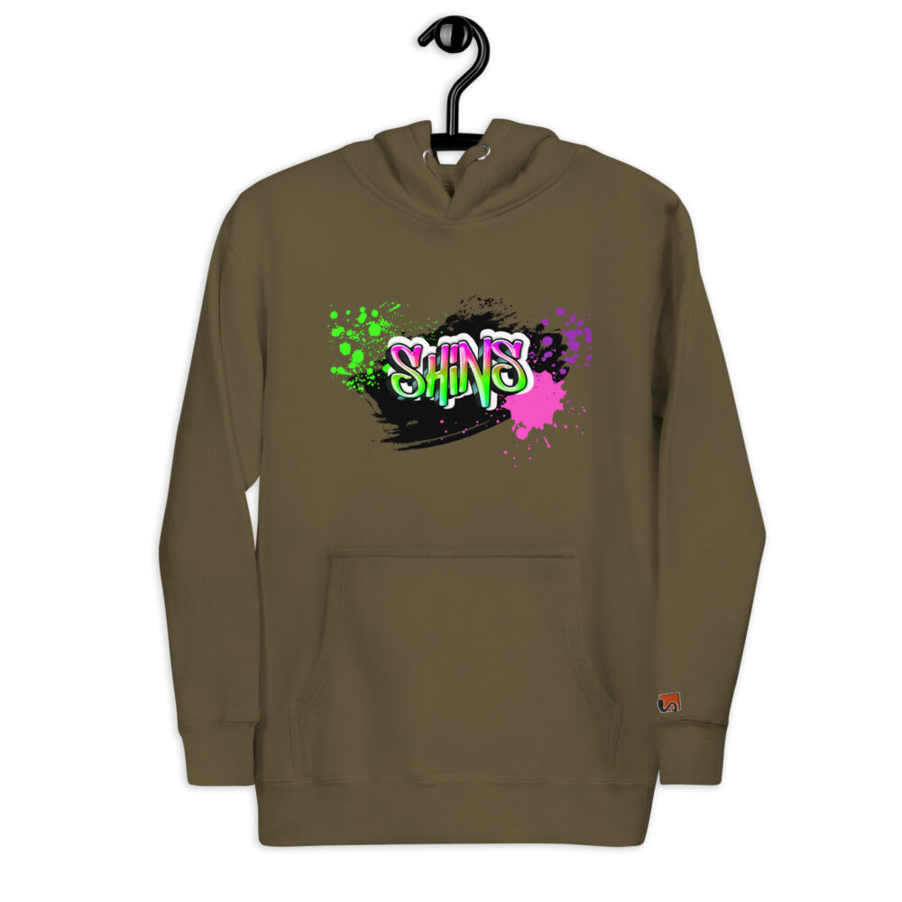 Front Hoodie mit Shins-Graffity & Logo auf linkem Ärmel in der Farbe military green