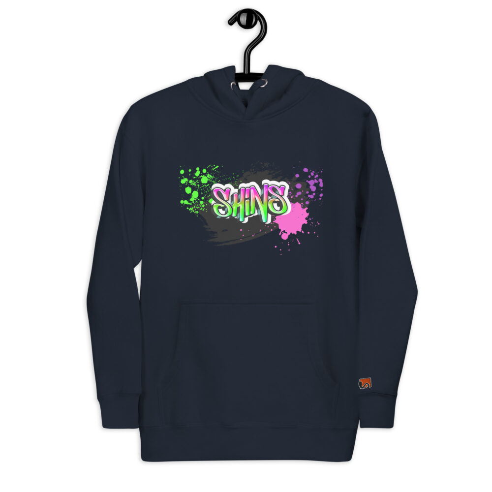 Front Hoodie mit Shins-Graffity & Logo auf linkem Ärmel in der Farbe navy blazer