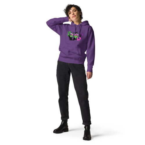 Female Person Full-Front Hoodie mit Shins-Graffity in der Farbe purple