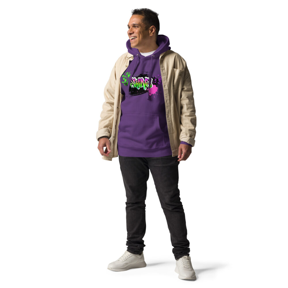 Male Person Full-Front Hoodie mit Shins-Graffity in der Farbe purple