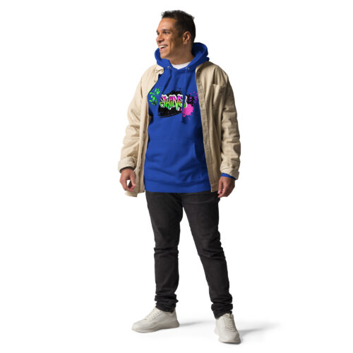 Male Person Full-Front Hoodie mit Shins-Graffity in der Farbe royal blue