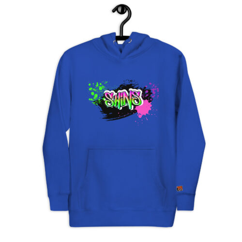 Front Hoodie mit Shins-Graffity & Logo auf linkem Ärmel in der Farbe royal blue