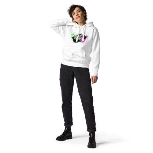 Female Person Full-Front Hoodie mit Shins-Graffity in der Farbe white